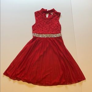 Girls red dress.